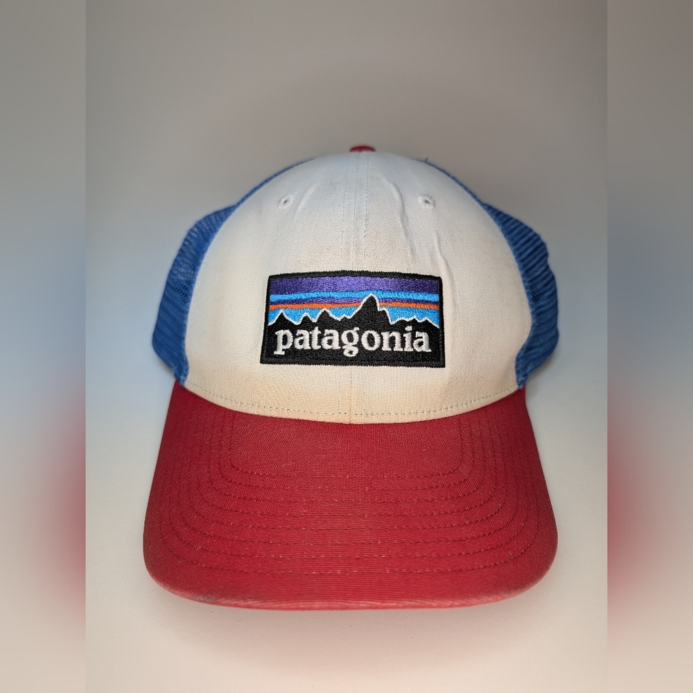Patagonia Mountain Hat Red White Blue Mesh Back Adjustable Snapback Cap Men’s